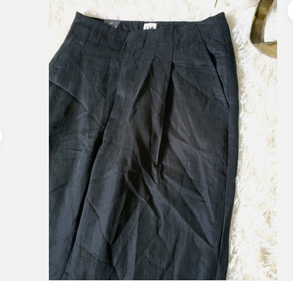 GAP Softsuit Tencel High Rise Pleated Wide Leg Black Pants Size 12 RT$90 #404698 - Picture 11 of 13